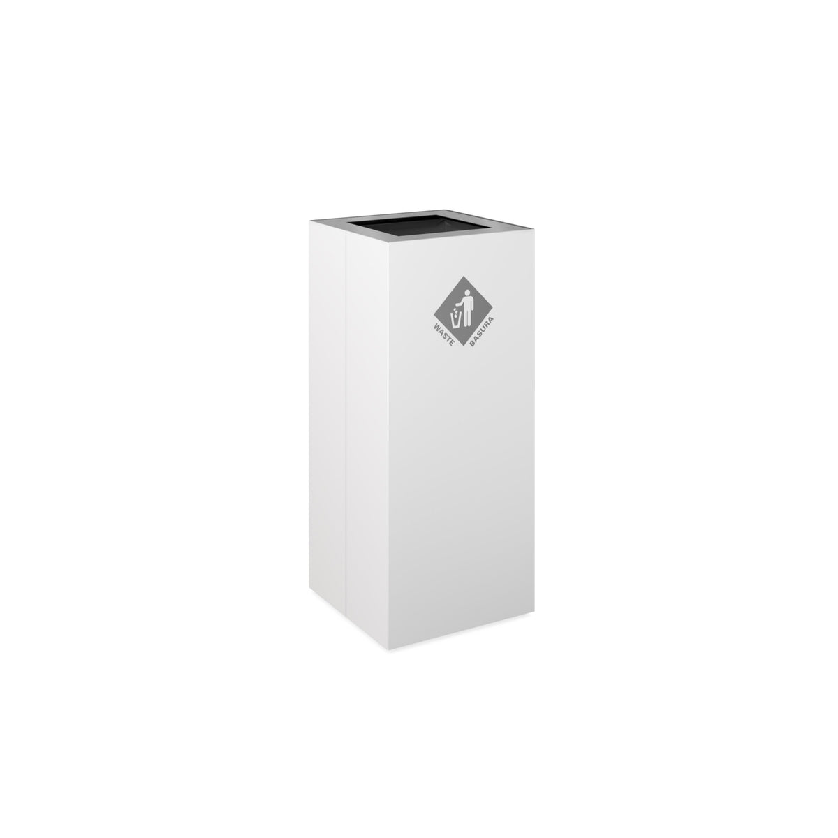 PIC Indoor Single Square Compartment Waste Receptacle with 16 Gallon Body, 11-7/8" W x 11-7/8" D x 26-15/16" H