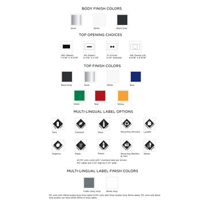 PIC Indoor Single Rectangle Compartment Waste Receptacle with 24 Gallon Body, 17-11/16" W x 11-7/8" D x 26-15/16" H