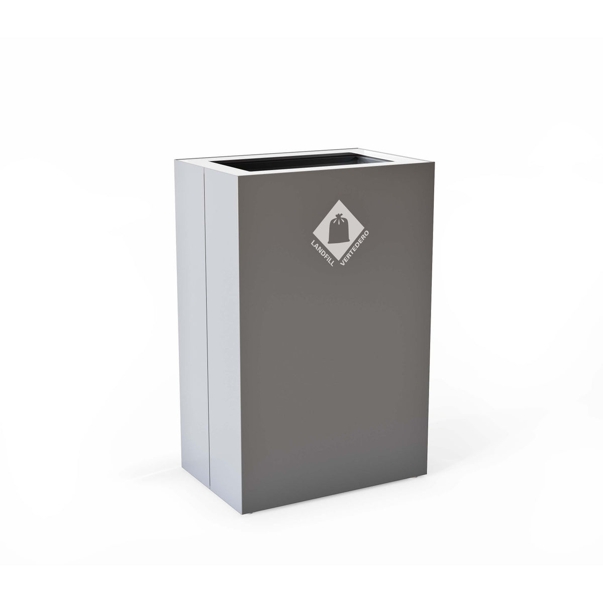 PIC Indoor Single Rectangle Compartment Waste Receptacle with 24 Gallon Body, 17-11/16" W x 11-7/8" D x 26-15/16" H