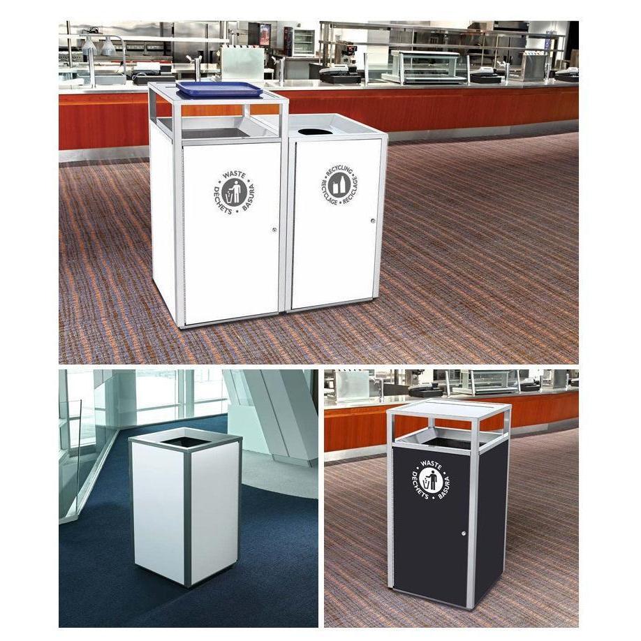 Storlek Indoor Painted Steel Waste Receptacle, Circle Recycling Top Opening