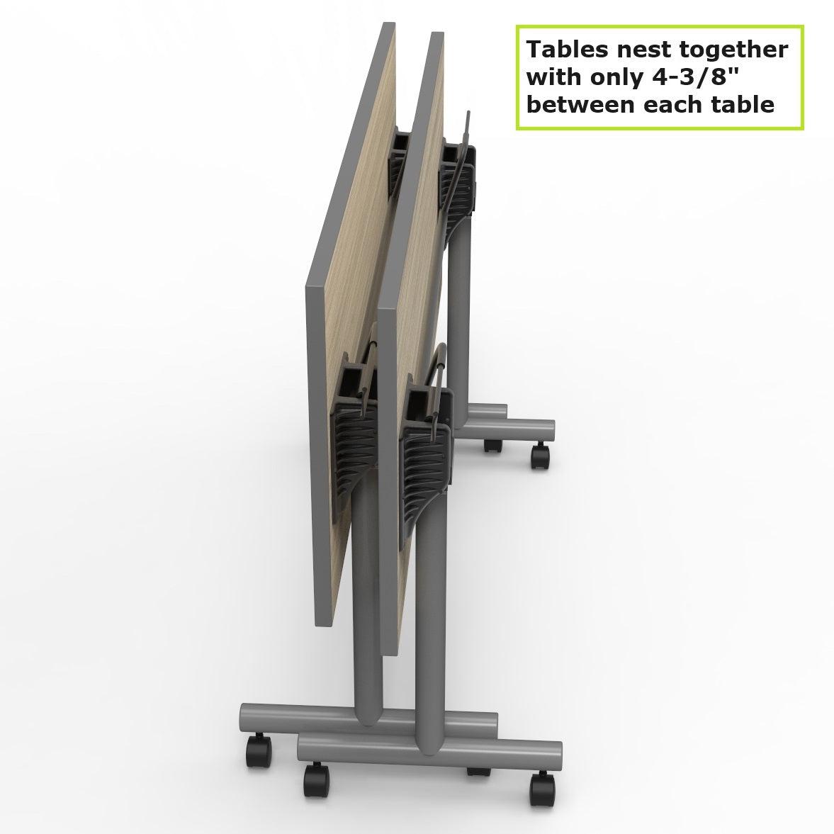 Flip and Nest Rectangular Training Tables with Dry-Erase Laminate Markerboard Top