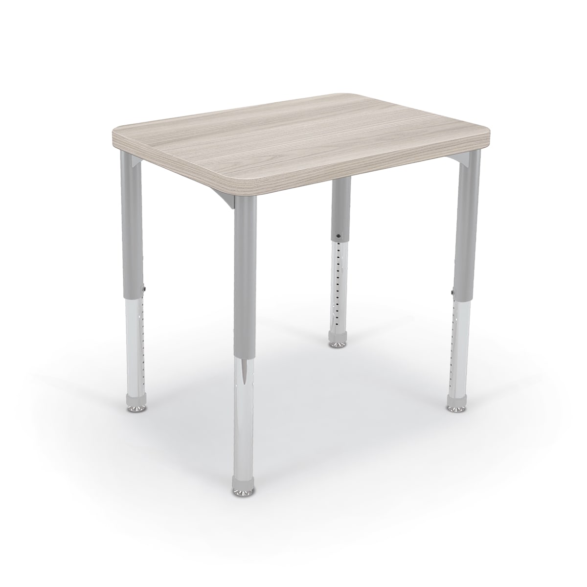 Mooreco Hierarchy Rectangle Desk, Grey Elm HPL Top with Matching Edgeband, Platinum Legs,