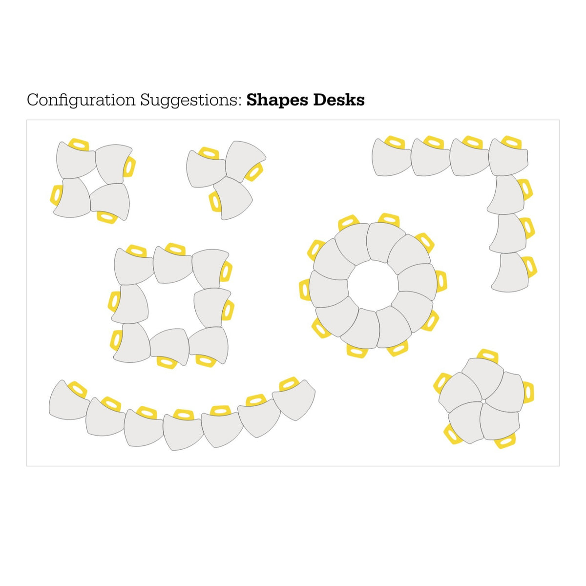 Hierarchy Classroom Desk and Chair Package, 10 Hierarchy Shapes Desks with 10 Hierarchy Chairs