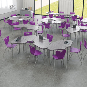Hierarchy Classroom Desk and Chair Package, 10 Hierarchy Monroe Diamond Desks with 10 Hierarchy Chairs