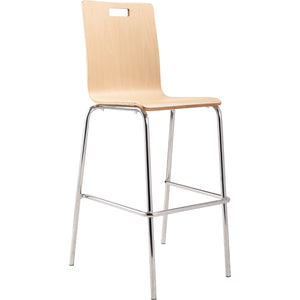 National Public Seating Bushwick Café Bar Stool, 30" Seat Ht., Natural Finish