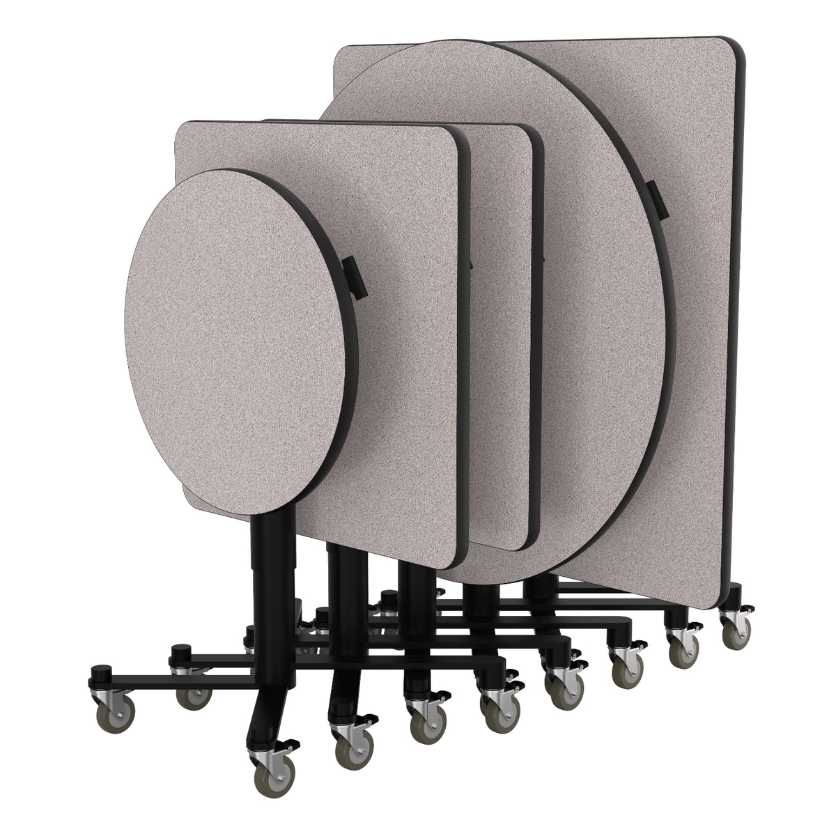 Adjustable Height Round Mobile Nesting Café Table, MDF Core, High Pressure Laminate Top with ProtectEdge