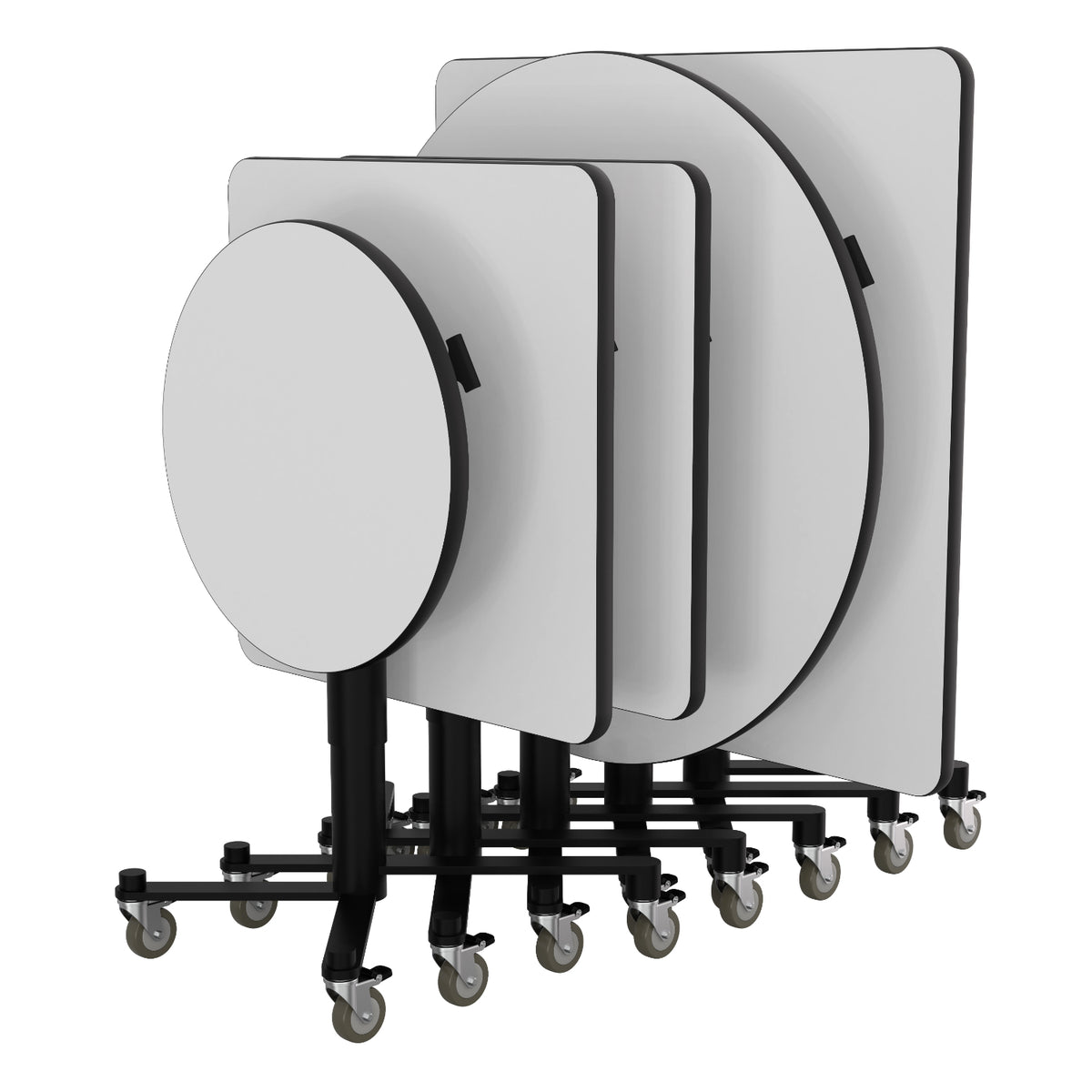 Adjustable Height Square Mobile Nesting Café Table, MDF Core, Whiteboard Top with ProtectEdge