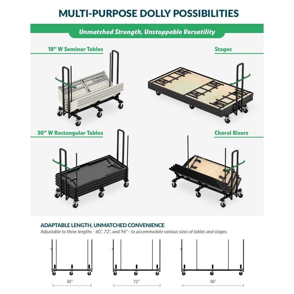 Multi-Purpose Dolly for Rectangular Tables, Stages and Risers