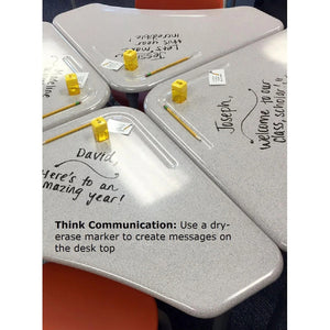 Classroom Desk and Chair Package, 24 Kaleidoscope Adjustable Height Vertebrae Desks with Solid Plastic Tops, 24 Ovation Stack Chairs