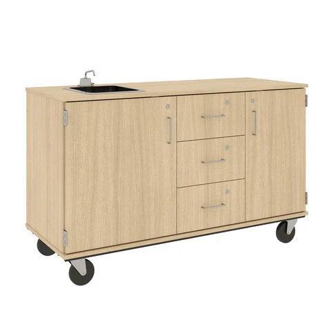 59″ Wide Mobile Demonstration Station With Sink, Lockable