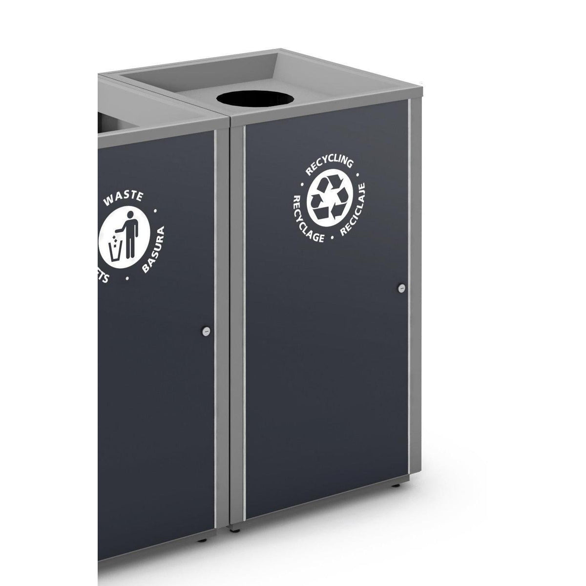 Storlek Indoor Painted Steel Waste Receptacle, Circle Recycling Top Opening