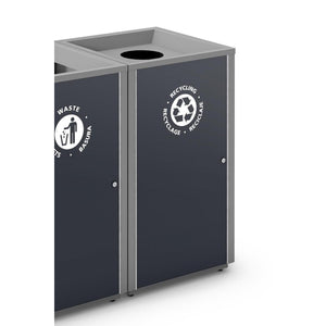 Storlek Indoor Painted Steel Waste Receptacle, Circle Recycling Top Opening