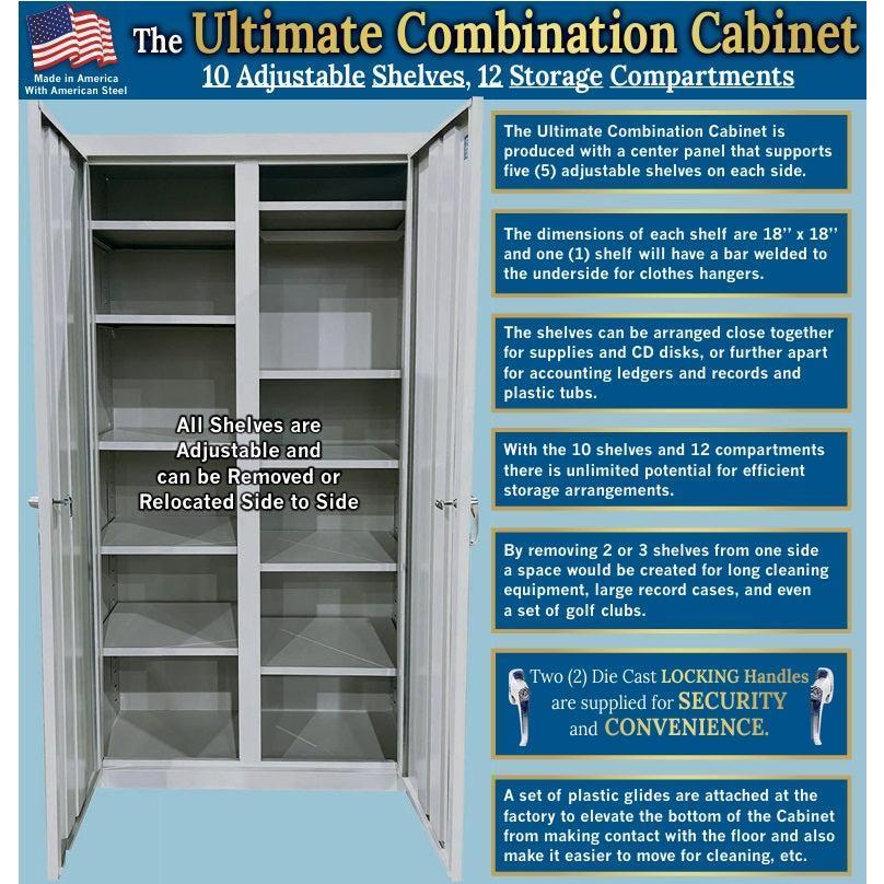 Herculite Metal Ultimate Combination Cabinet, 36" W x 18" D x 72" H