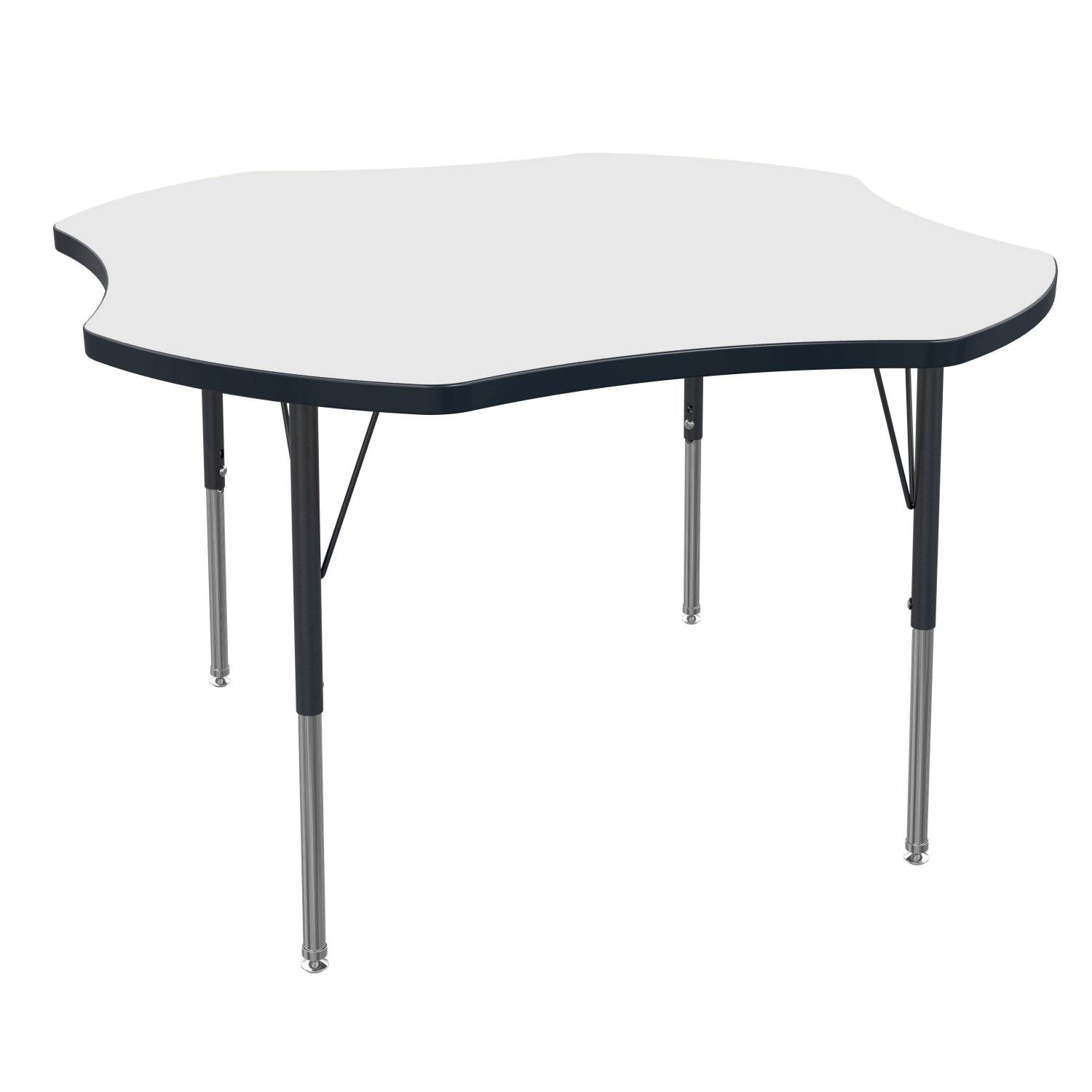 USA Capitol Dimension Series 48" Clover Activity Table, Dry-Erase Whiteboard Laminate Top with Standard Spray Edge