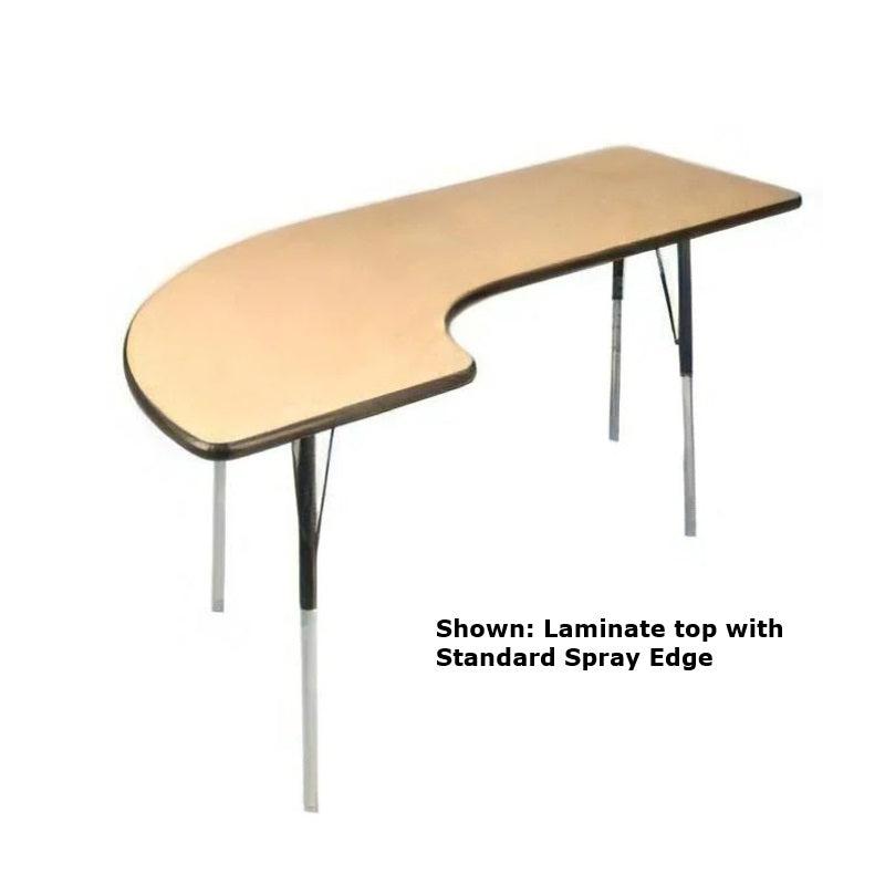 USA Capitol Dimension Series 36" x 72" Half Horseshoe Activity Table, Dry-Erase Whiteboard Laminate Top with Standard Spray Edge