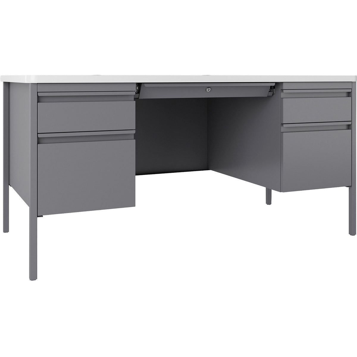 Fortress Double-Pedestal Steel Teacher's Desk, 60" W x 30" D x 29.5" H, FREE SHIPPING