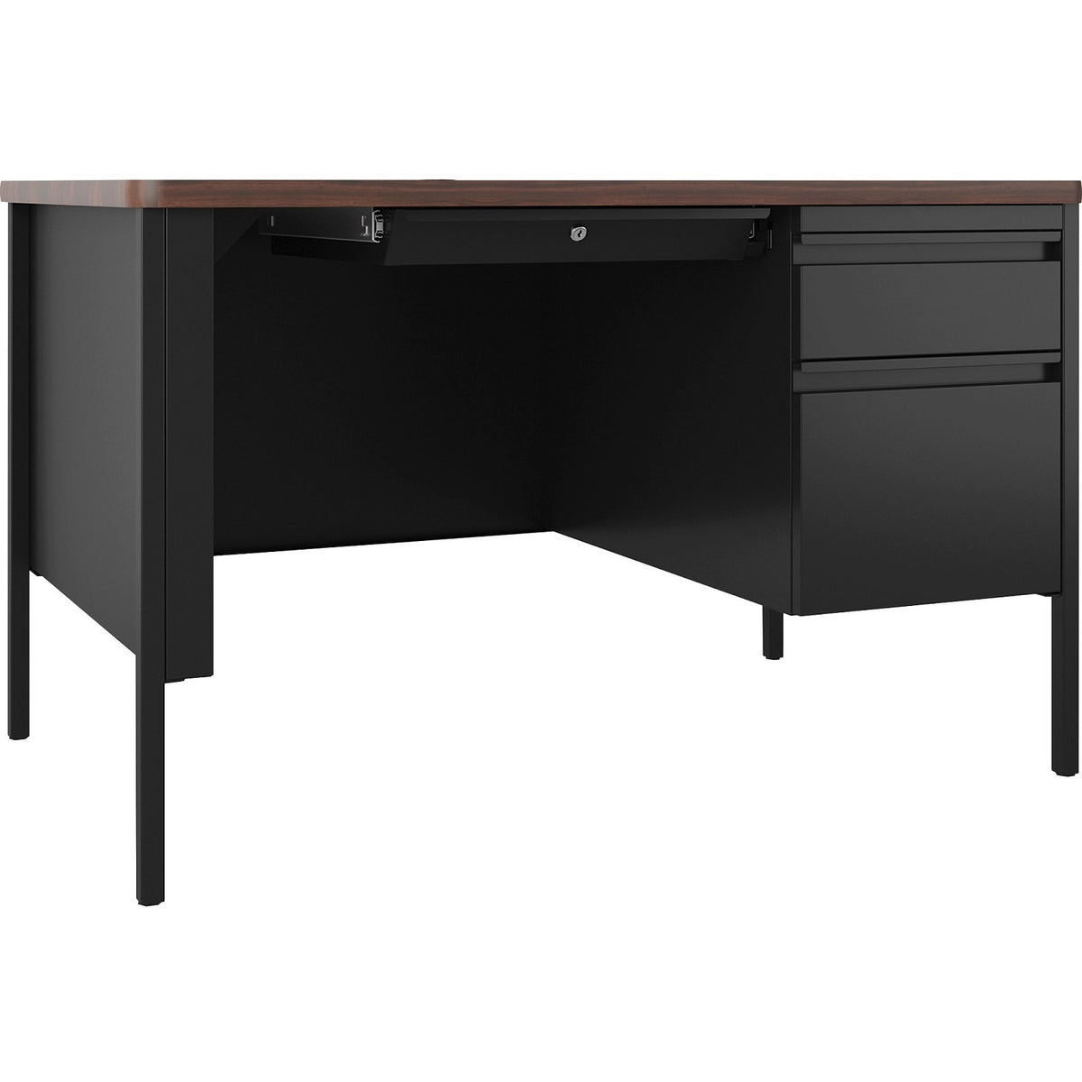 Fortress Single-Pedestal Steel Teacher's Desk, 48" W x 30" D x 29.5" H, FREE SHIPPING