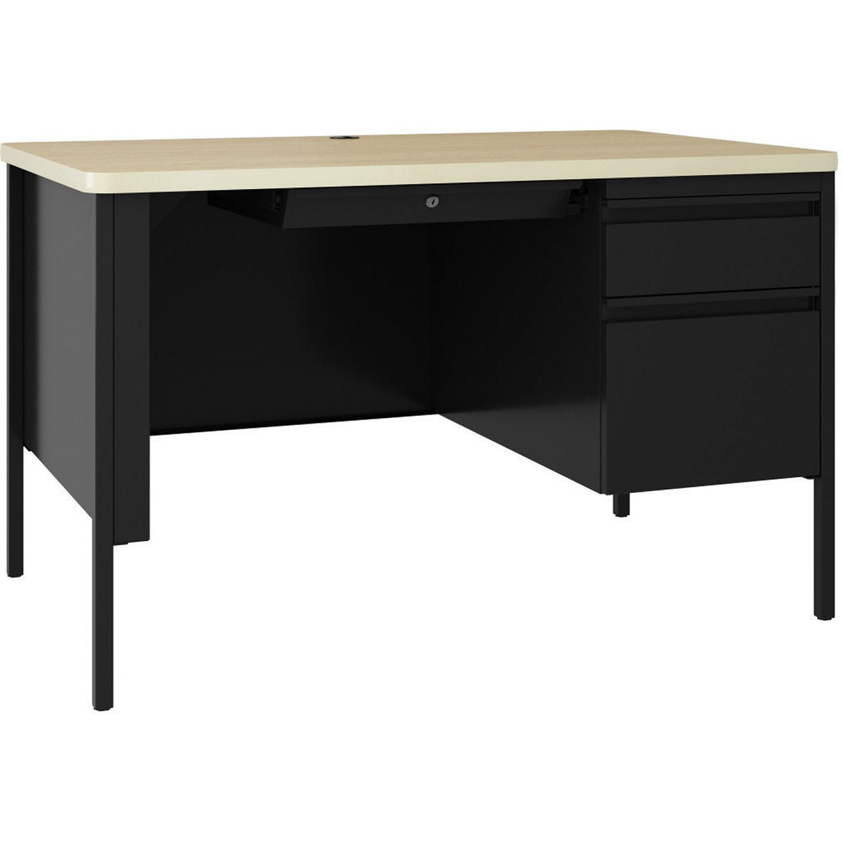 Fortress Single-Pedestal Steel Teacher's Desk, 48" W x 30" D x 29.5" H, FREE SHIPPING
