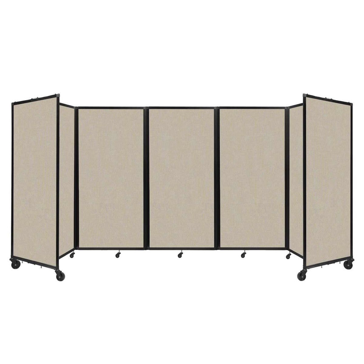 Room Divider 360° Folding Portable Partition with Acoustical Fabric Panels, 14' W x 6' H