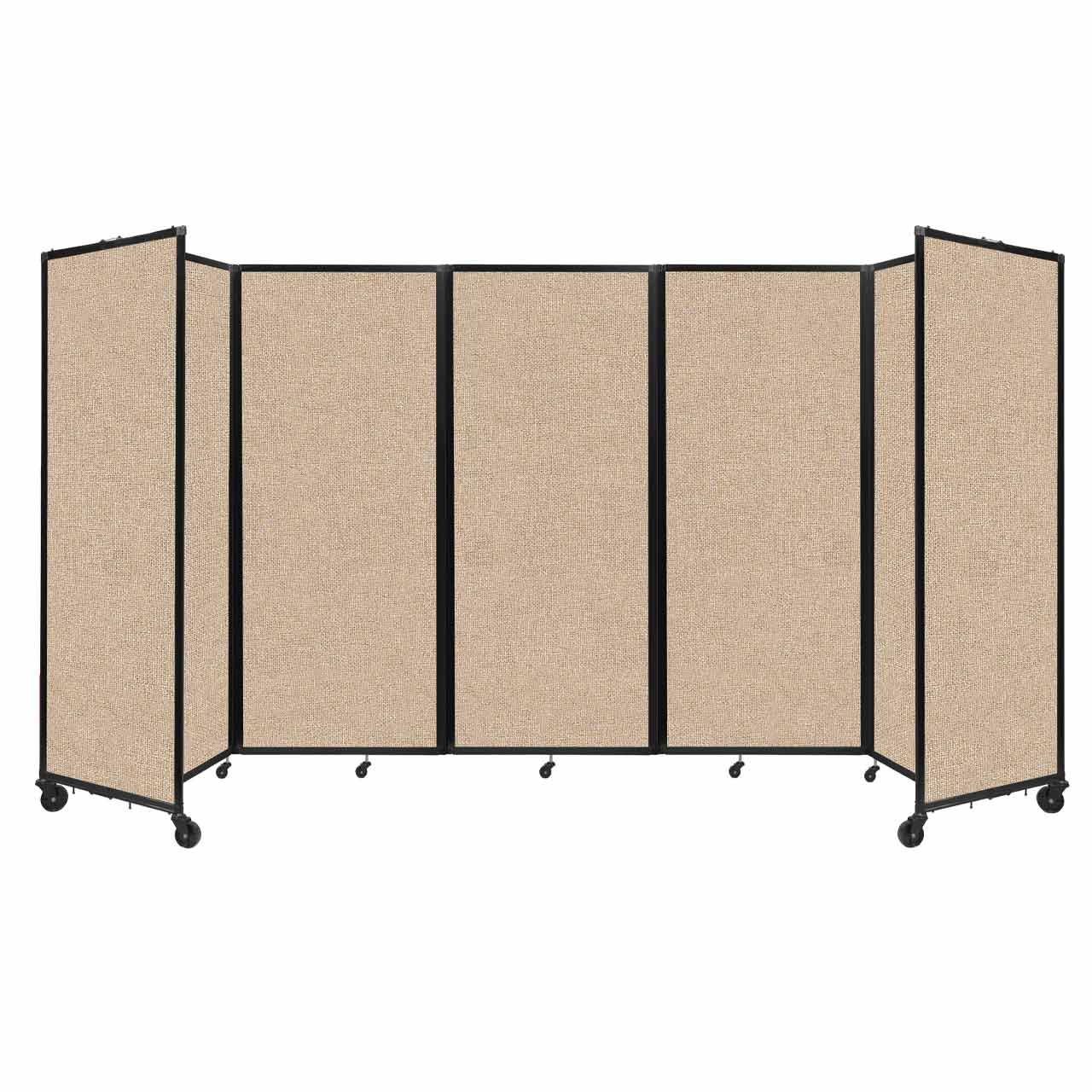 Room Divider 360° Folding Portable Partition with Acoustical Fabric Panels, 14' W x 6' 10" H
