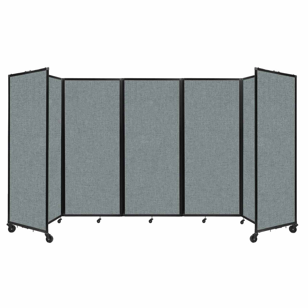 Room Divider 360° Folding Portable Partition with Acoustical Fabric Panels, 14' W x 6' 10" H
