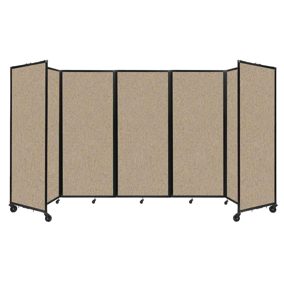 Room Divider 360° Folding Portable Partition with Acoustical Fabric Panels, 14' W x 6' 10" H