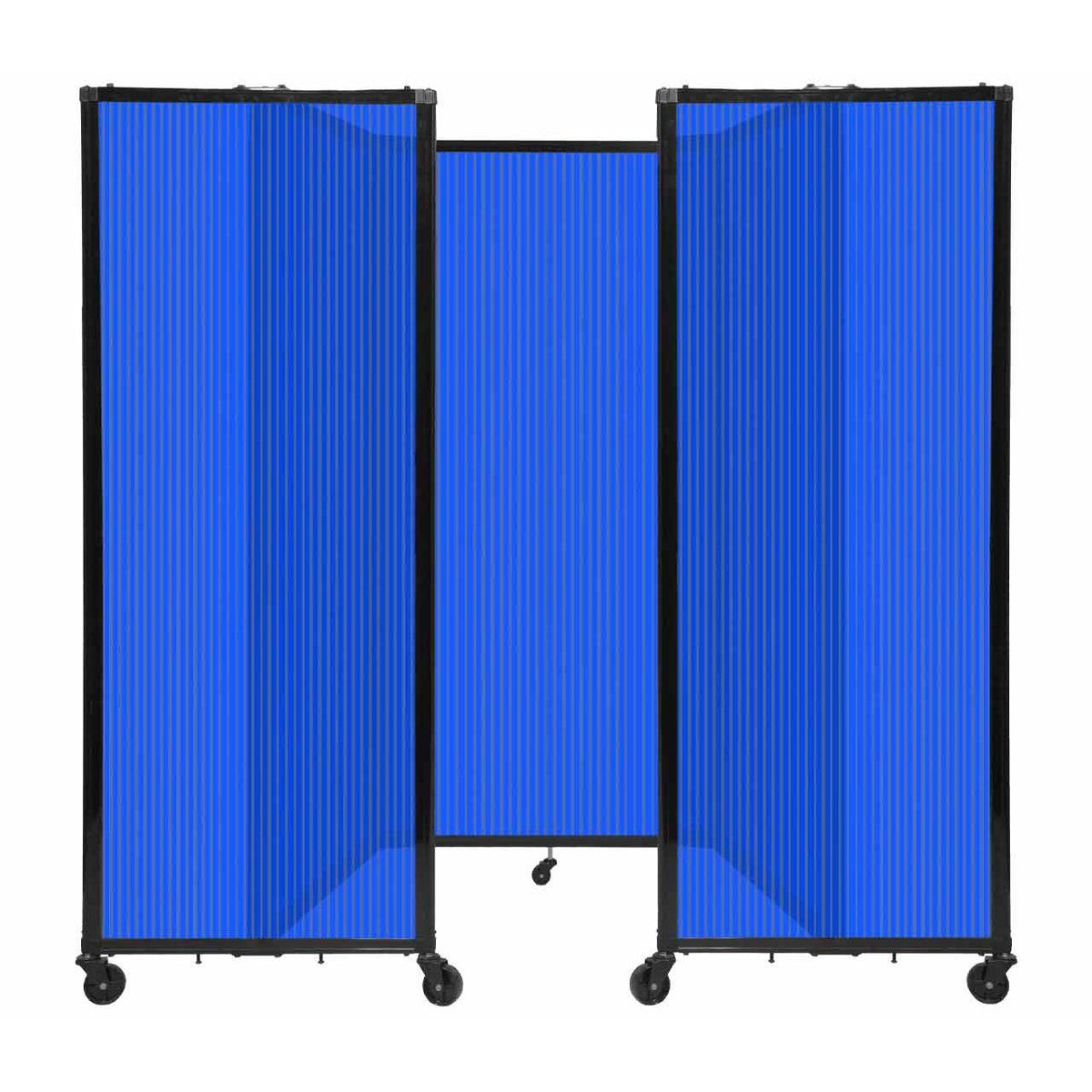 Room Divider 360° Folding Portable Partition with Fluted Polycarbonate Panels, 8' 6" W x 6' H