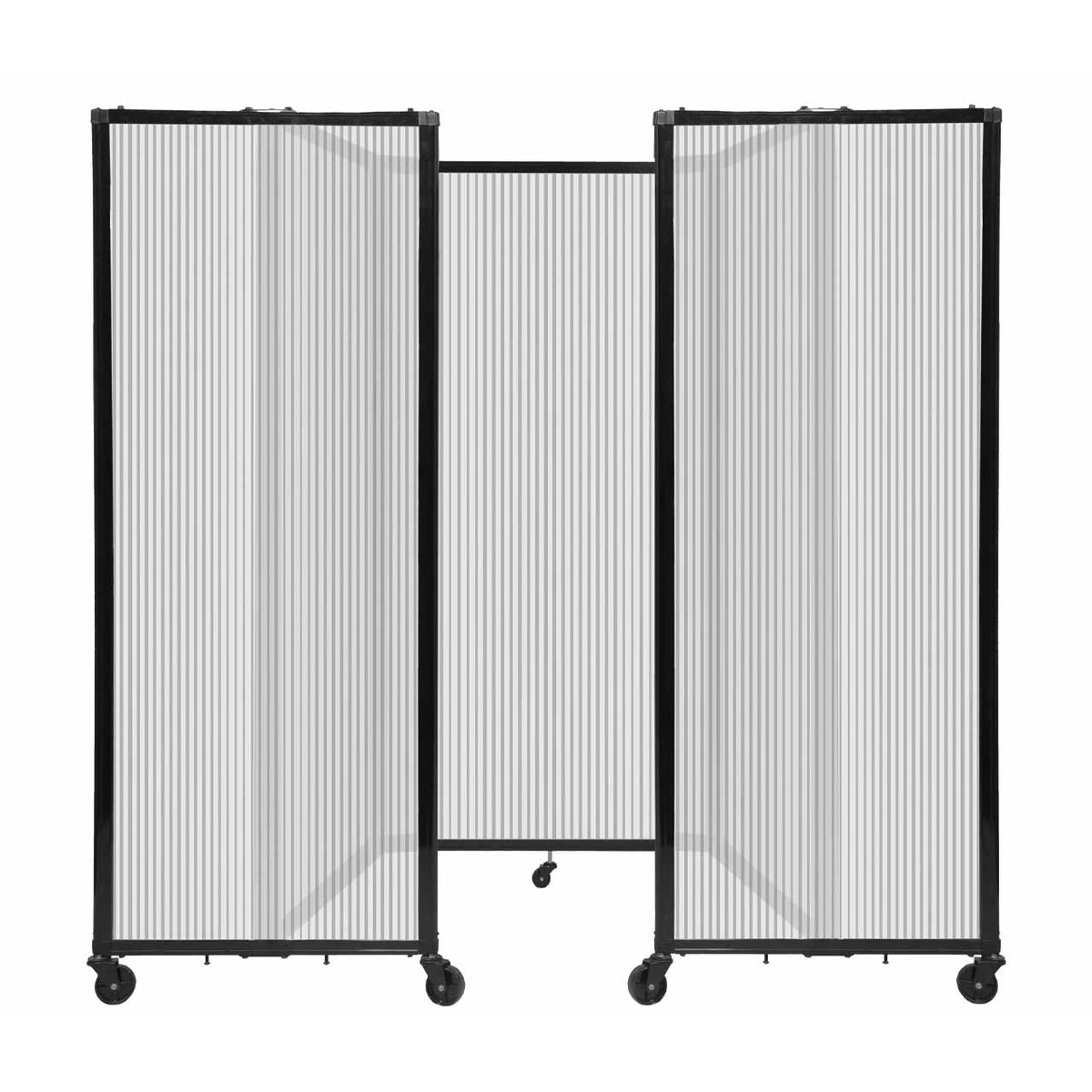 Room Divider 360° Folding Portable Partition with Fluted Polycarbonate Panels, 8' 6" W x 6' H