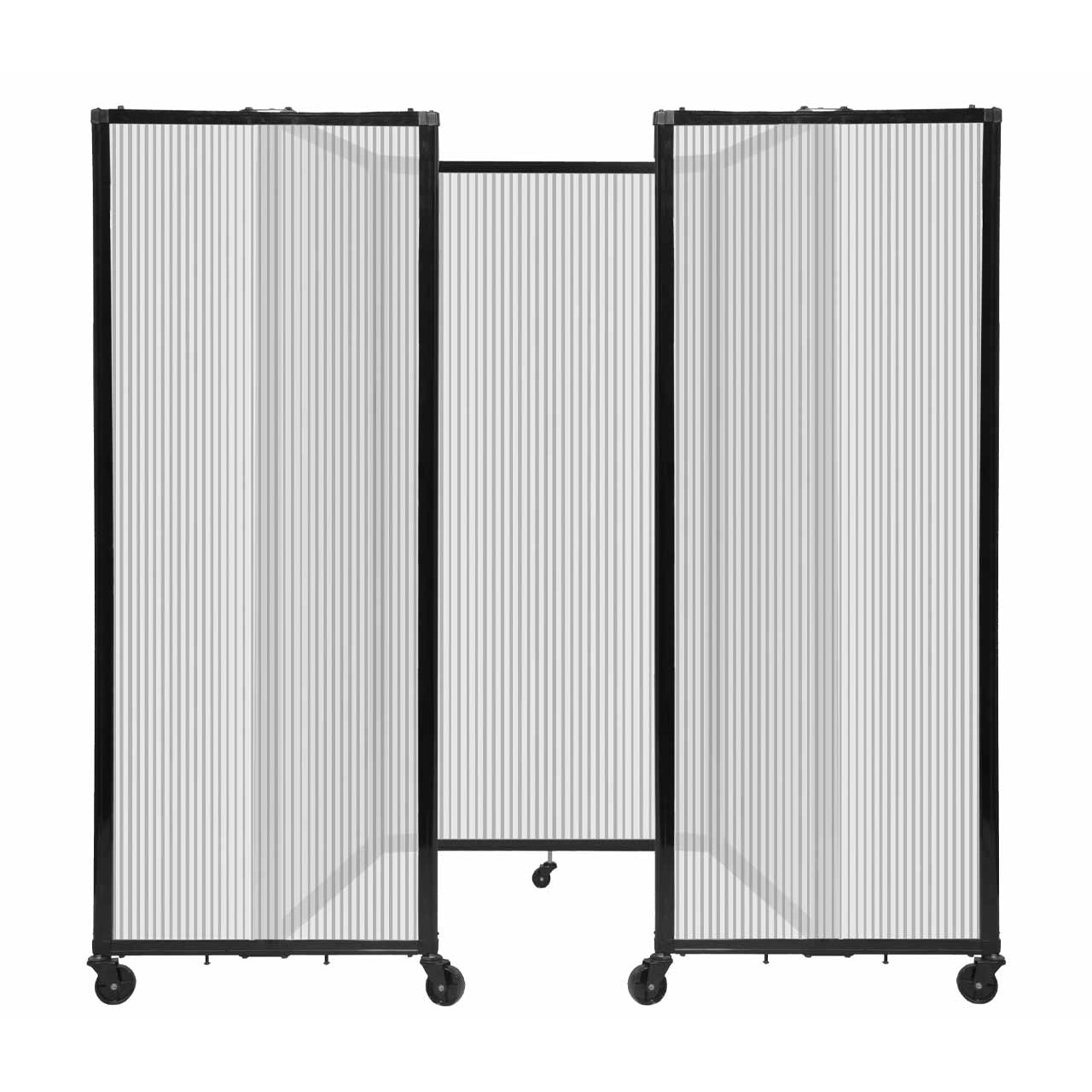Room Divider 360° Folding Portable Partition with Fluted Polycarbonate Panels, 8' 6" W x 6' H