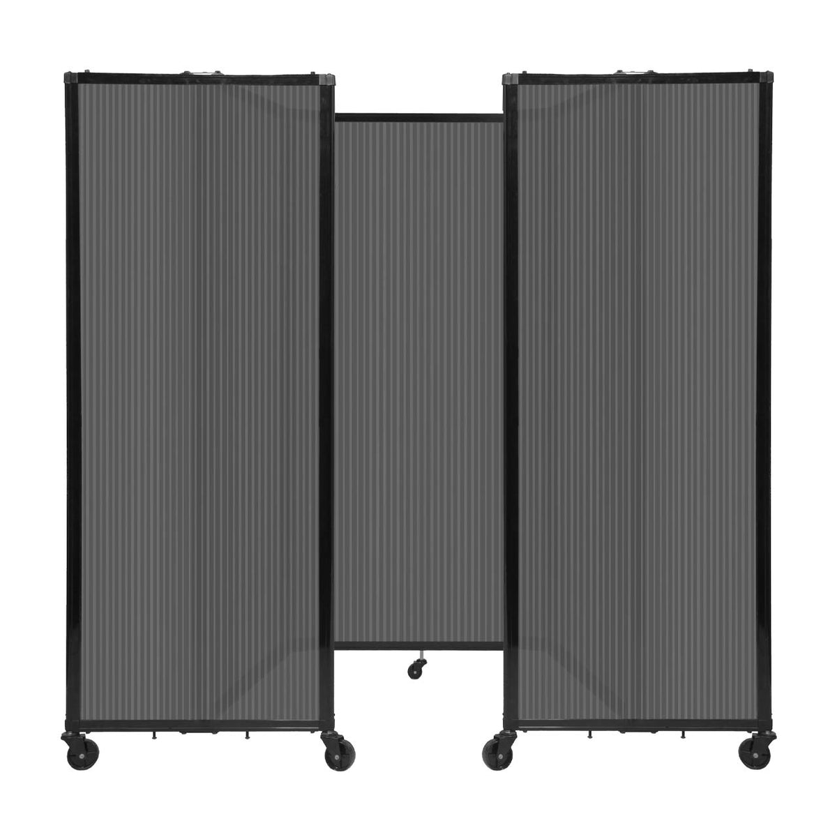 Room Divider 360° Folding Portable Partition with Fluted Polycarbonate Panels, 8' 6" W x 6' H