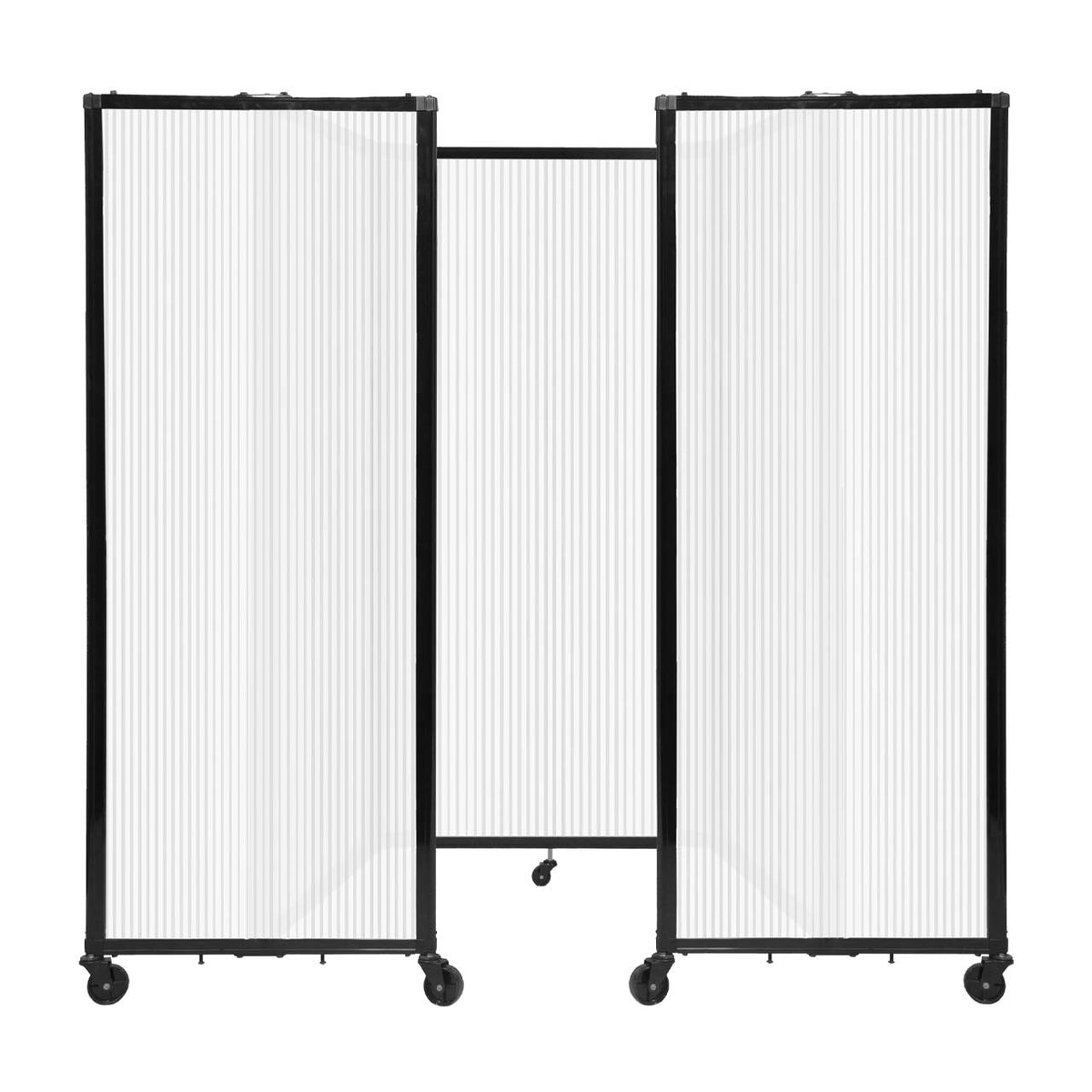 Room Divider 360° Folding Portable Partition with Fluted Polycarbonate Panels, 8' 6" W x 6' H