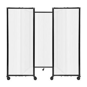 Room Divider 360° Folding Portable Partition with Fluted Polycarbonate Panels, 8' 6" W x 6' H