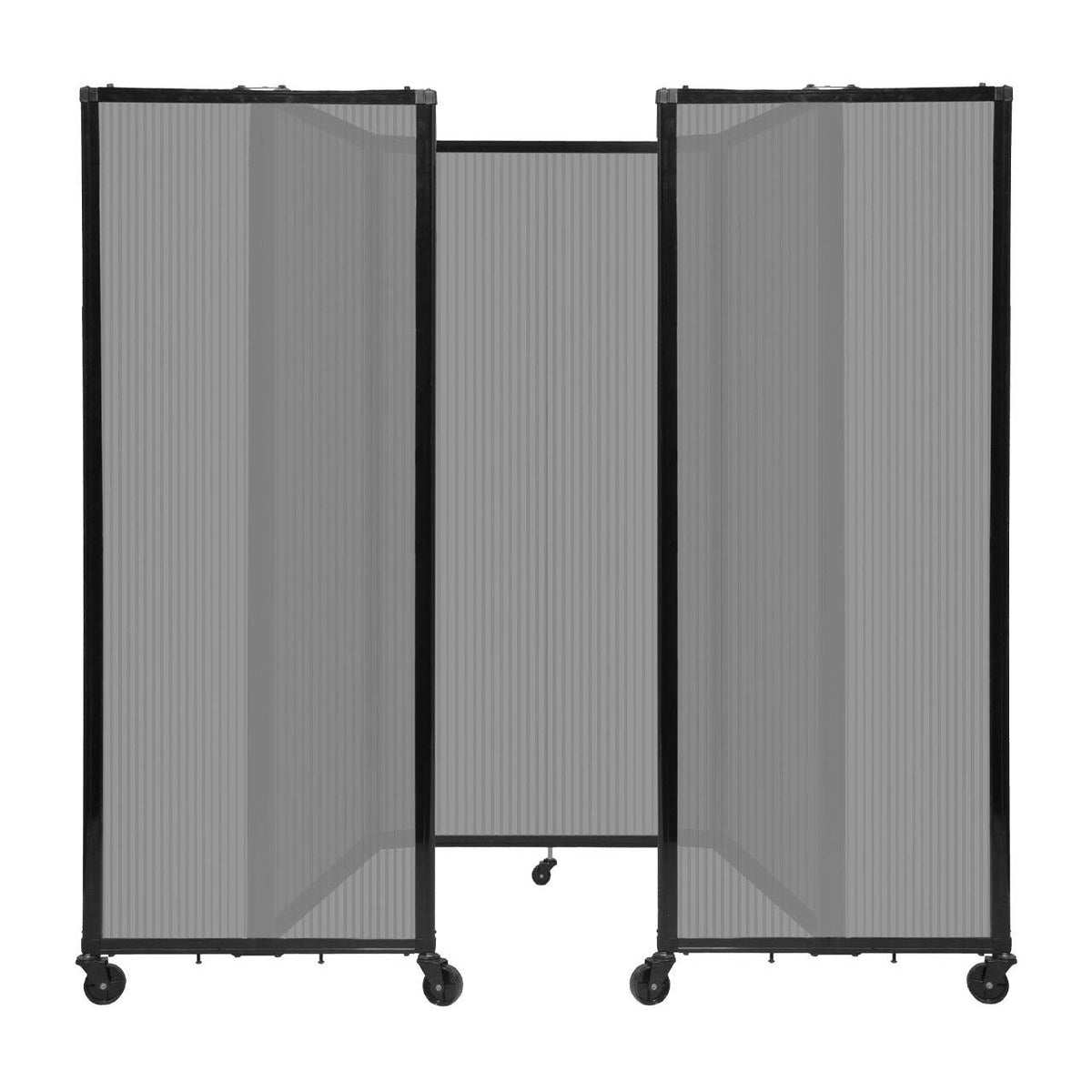 Room Divider 360° Folding Portable Partition with Fluted Polycarbonate Panels, 8' 6" W x 6' H