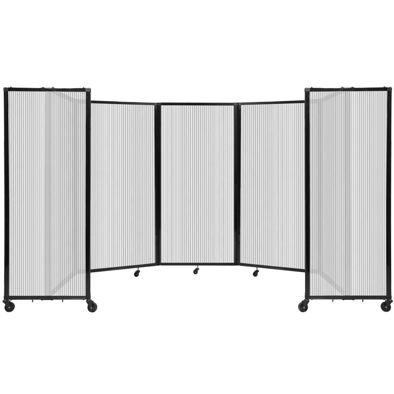 Room Divider 360° Folding Portable Partition with Fluted Polycarbonate Panels, 14' W x 6' H