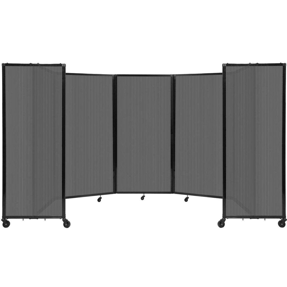Room Divider 360° Folding Portable Partition with Fluted Polycarbonate Panels, 14' W x 6' H