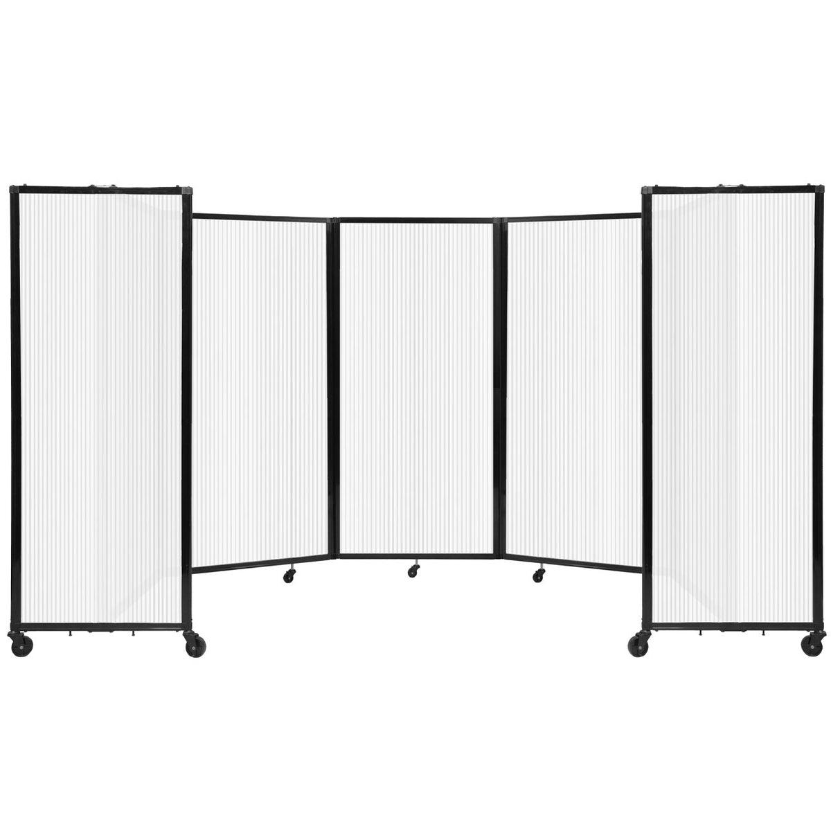 Room Divider 360° Folding Portable Partition with Fluted Polycarbonate Panels, 14' W x 6' H
