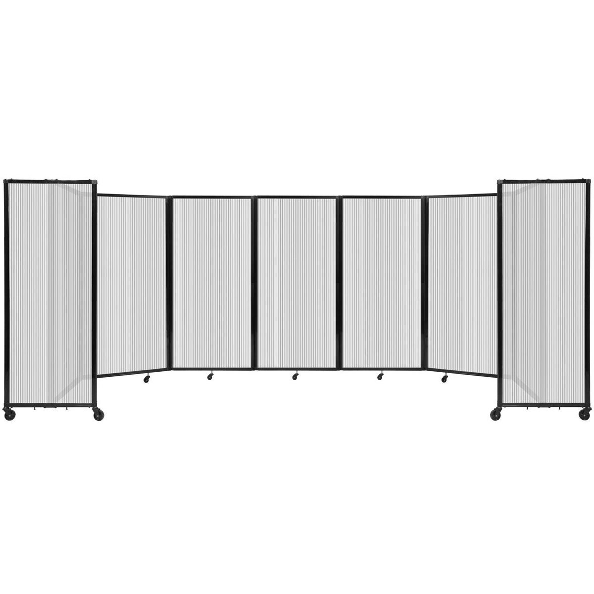 Room Divider 360° Folding Portable Partition with Fluted Polycarbonate Panels, 19' 6" W x 6' H