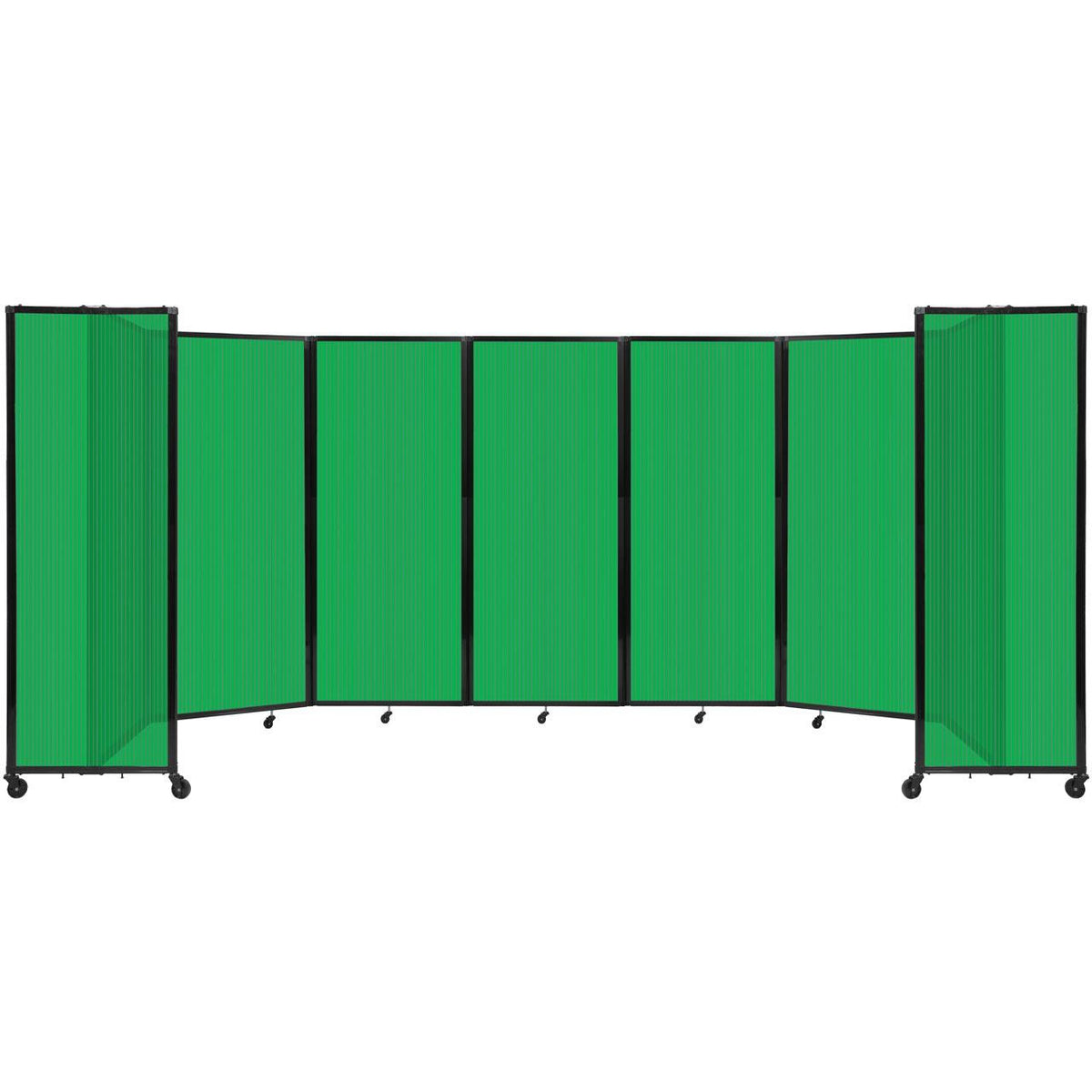 Room Divider 360° Folding Portable Partition with Fluted Polycarbonate Panels, 19' 6" W x 6' H