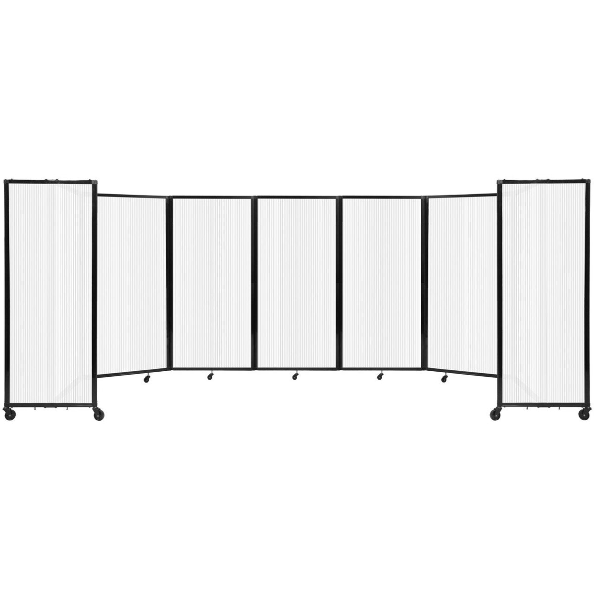 Room Divider 360° Folding Portable Partition with Fluted Polycarbonate Panels, 19' 6" W x 6' H
