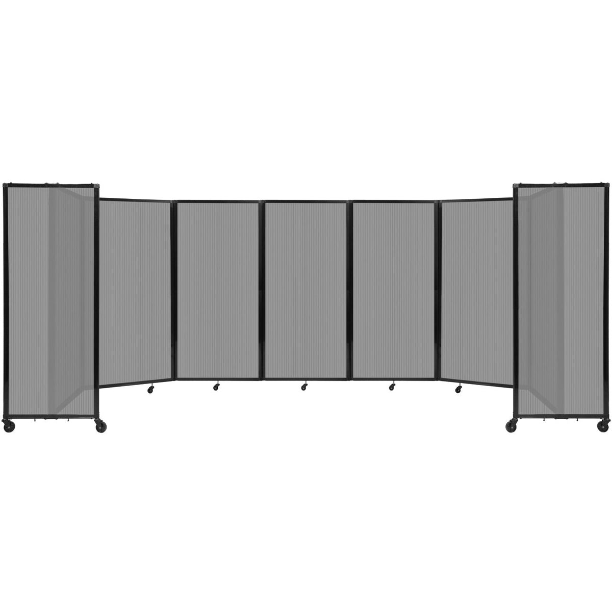 Room Divider 360° Folding Portable Partition with Fluted Polycarbonate Panels, 19' 6" W x 6' H