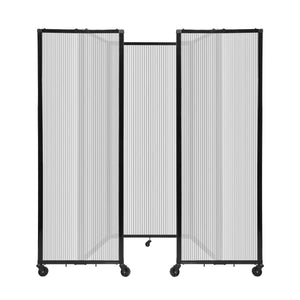 Room Divider 360° Folding Portable Partition with Fluted Polycarbonate Panels, 8' 6" W x 6' 10" H