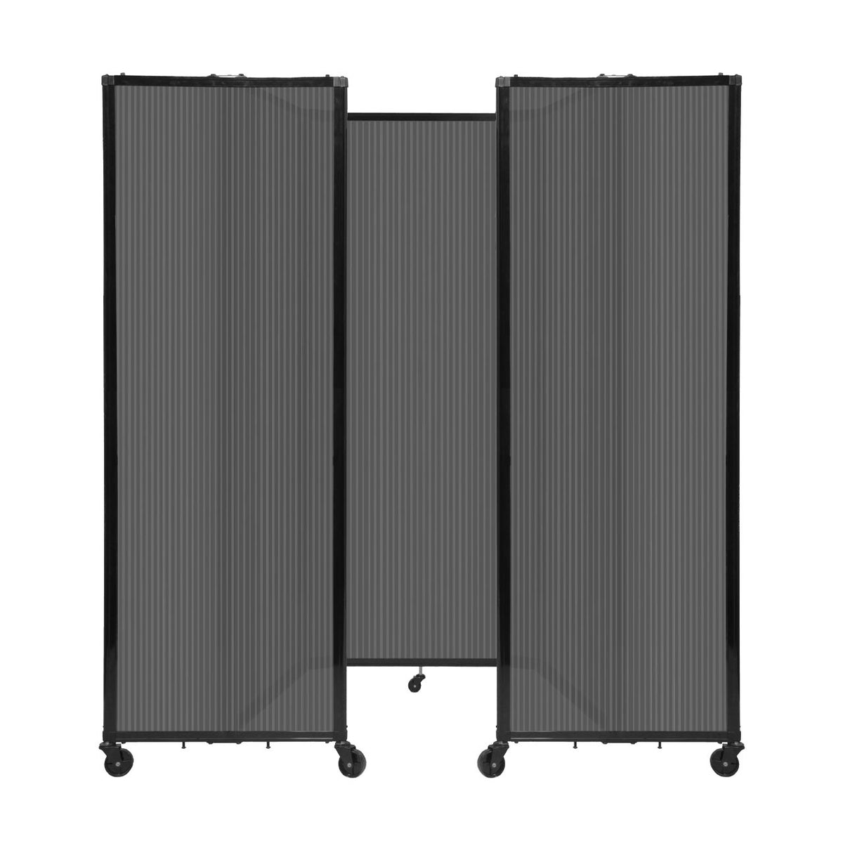 Room Divider 360° Folding Portable Partition with Fluted Polycarbonate Panels, 8' 6" W x 6' 10" H