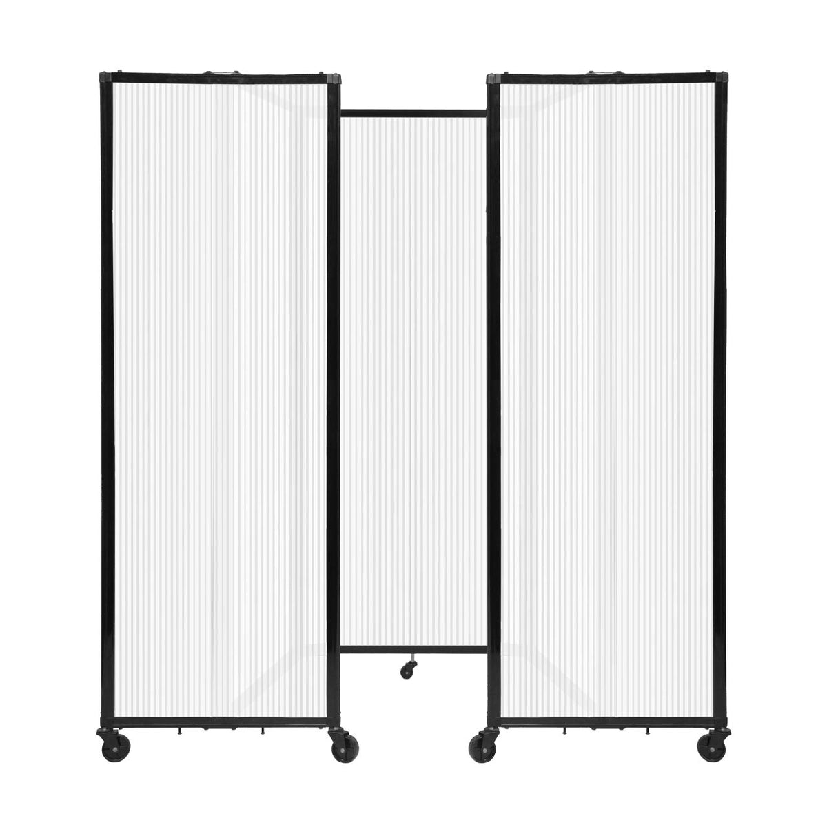 Room Divider 360° Folding Portable Partition with Fluted Polycarbonate Panels, 8' 6" W x 6' 10" H