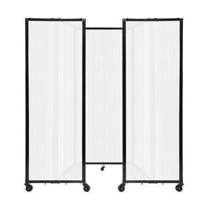 Room Divider 360° Folding Portable Partition with Fluted Polycarbonate Panels, 8' 6" W x 6' 10" H