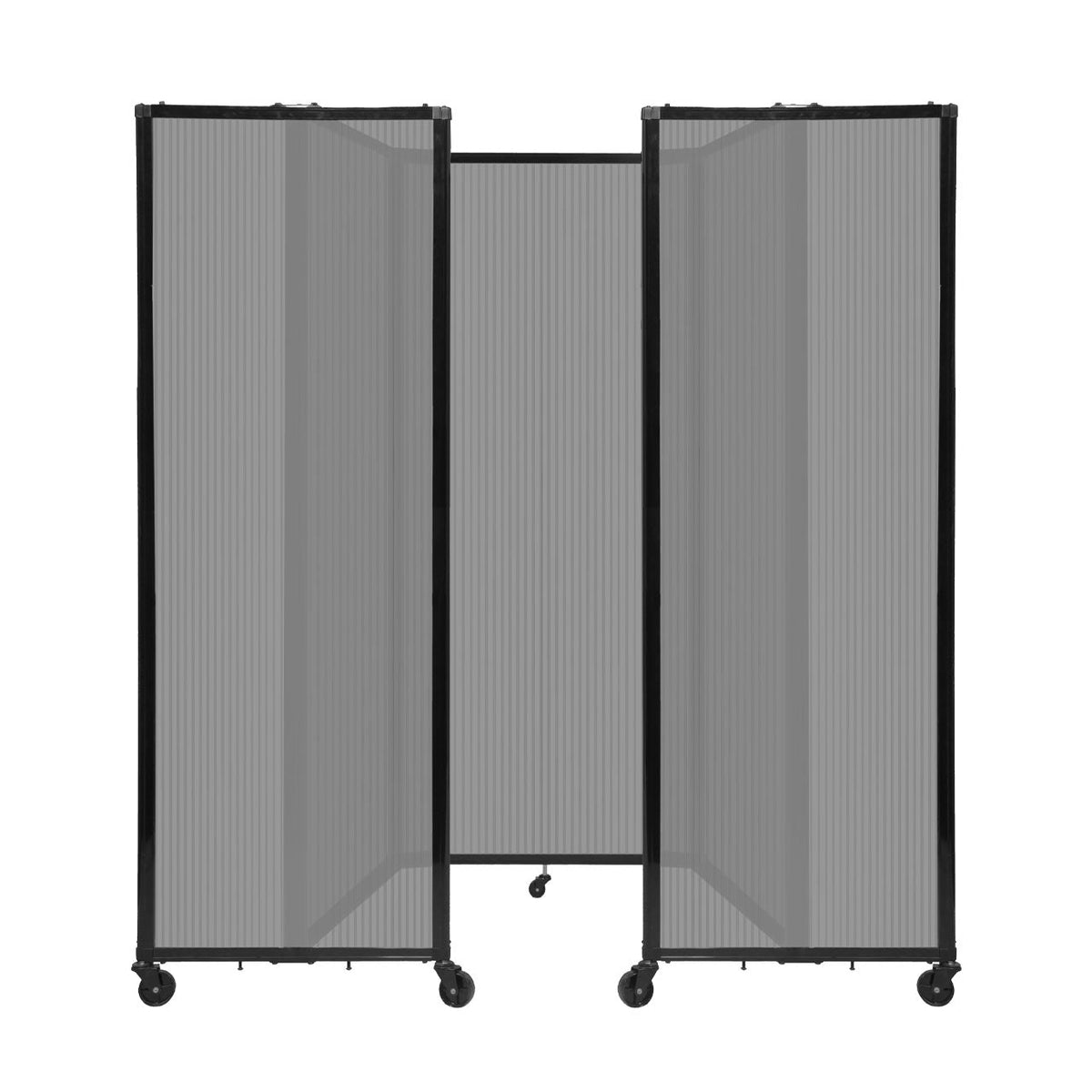 Room Divider 360° Folding Portable Partition with Fluted Polycarbonate Panels, 8' 6" W x 6' 10" H