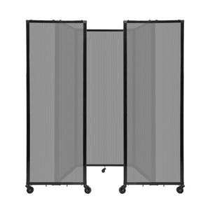 Room Divider 360° Folding Portable Partition with Fluted Polycarbonate Panels, 8' 6" W x 6' 10" H