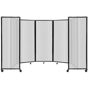 Room Divider 360° Folding Portable Partition with Fluted Polycarbonate Panels, 14' W x 6' 10" H