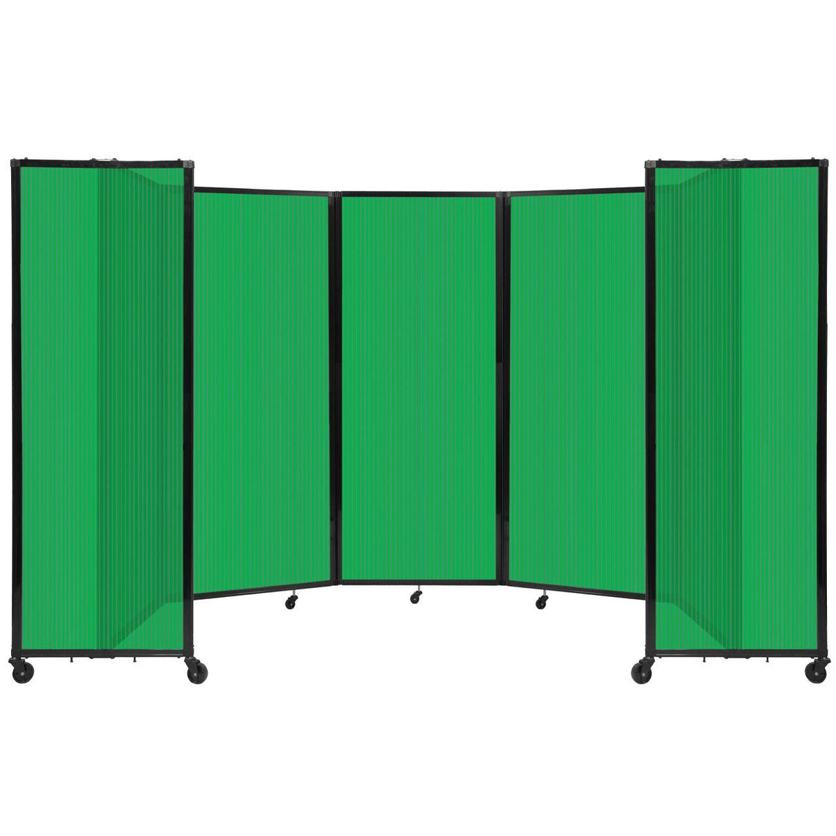 Room Divider 360° Folding Portable Partition with Fluted Polycarbonate Panels, 14' W x 6' 10" H