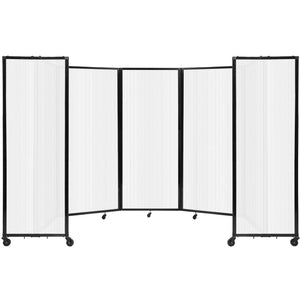 Room Divider 360° Folding Portable Partition with Fluted Polycarbonate Panels, 14' W x 6' 10" H