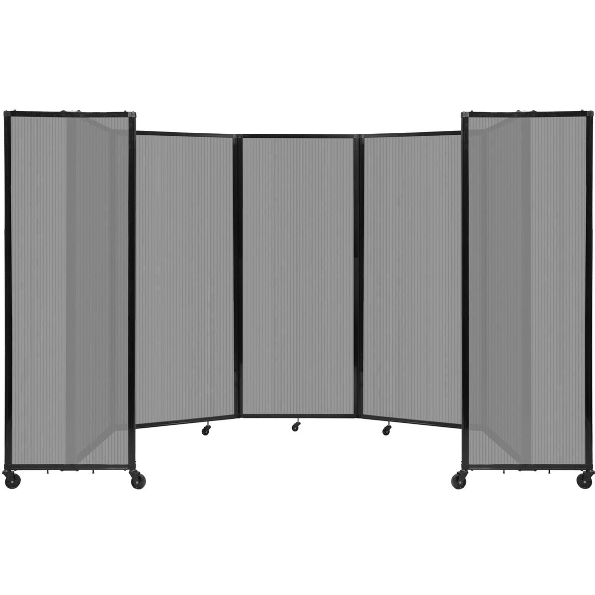 Room Divider 360° Folding Portable Partition with Fluted Polycarbonate Panels, 14' W x 6' 10" H
